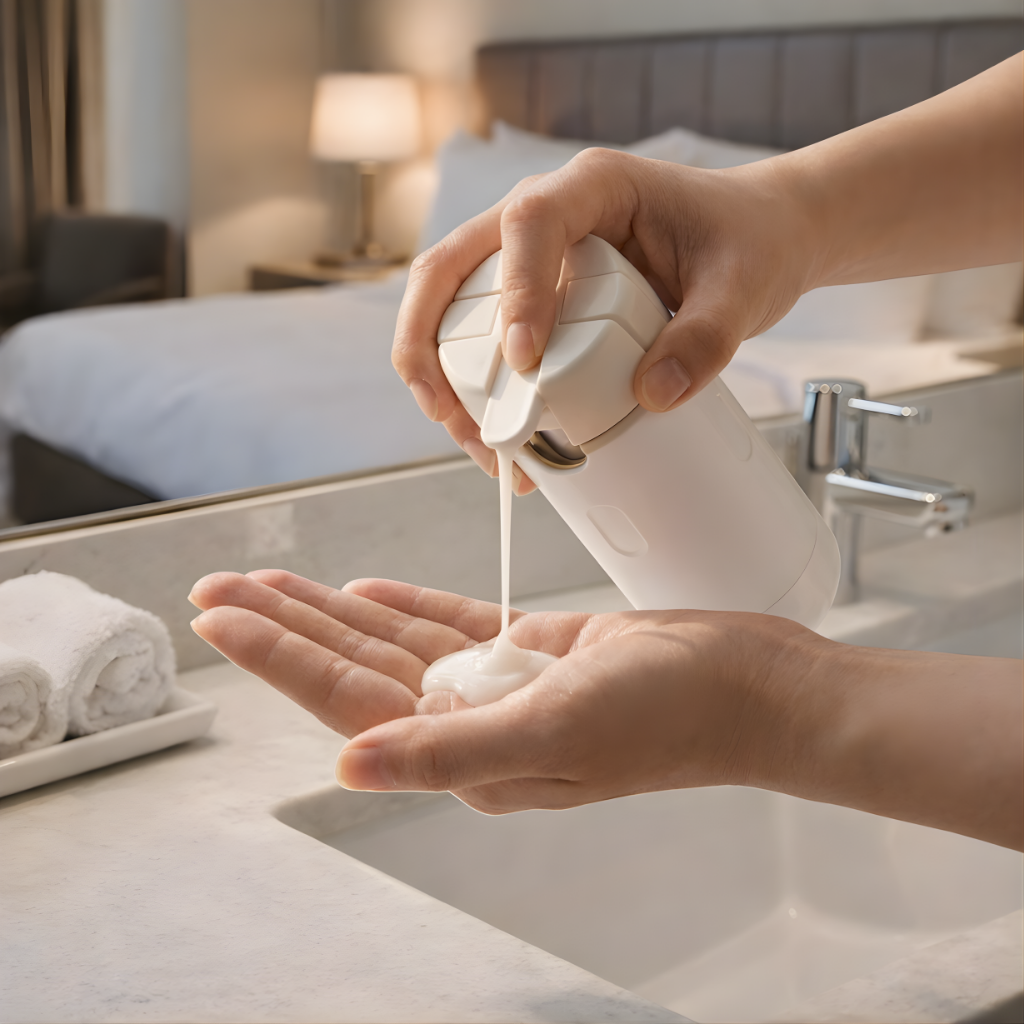 Leak proof 4-in-1 travel dispenser bottle for toiletries